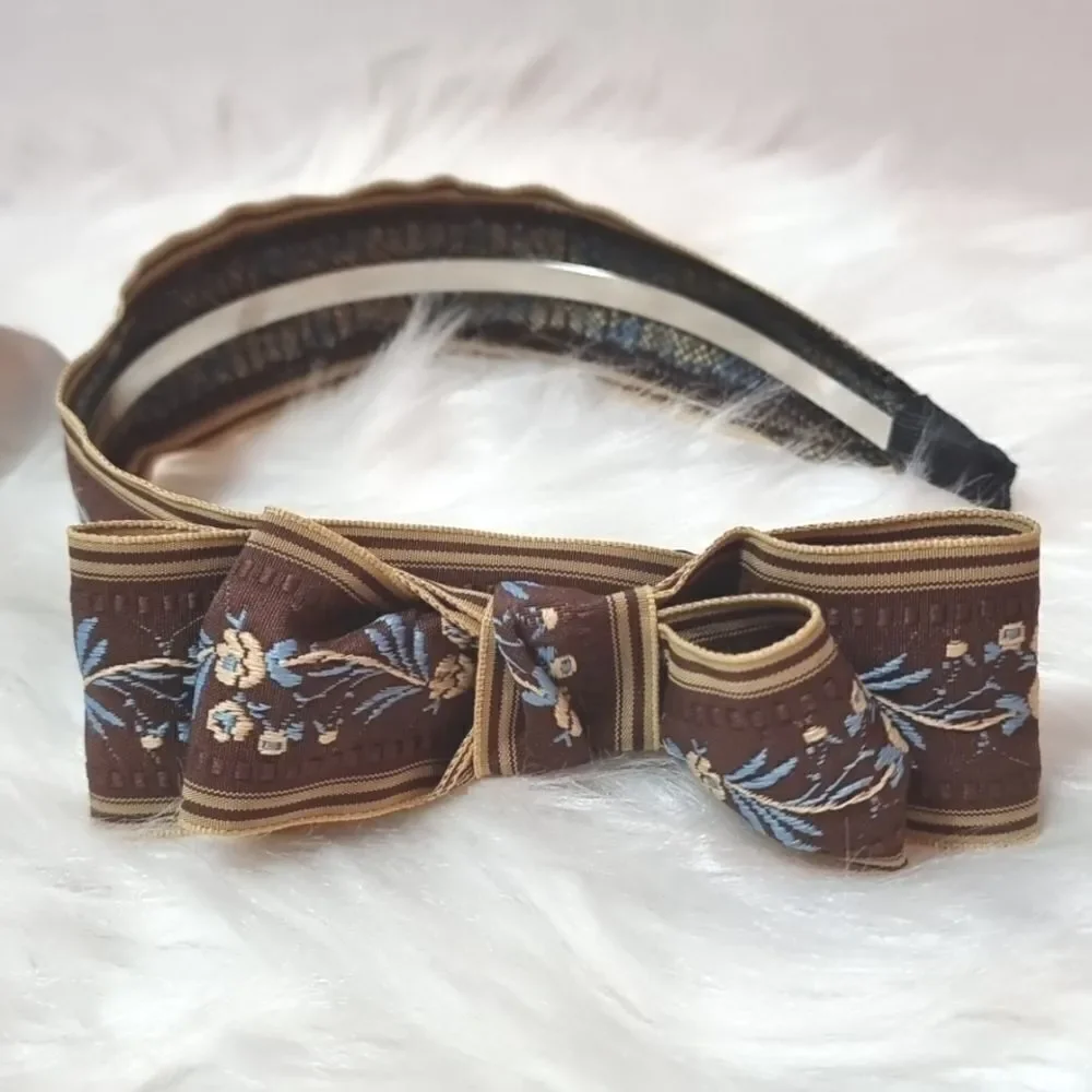 Floral Embroidered Floral bow headband | NWOT